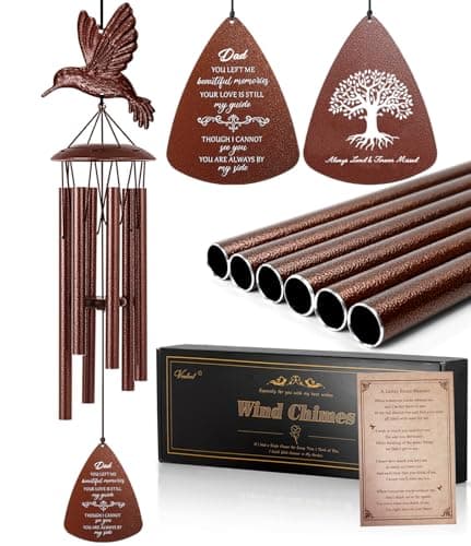 VENBEEL Dad Memorial Wind Chimes, Hummingbird Sympathy Gifts for Loss of Dad, Memorial Gifts for Father Bereavement Condolence Remembrance