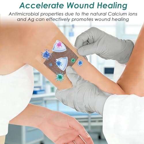 Silver Calcium Alginate Wound Dressing 4"x4" Sterile Highly Absorbent Pads with Silver, Non-Stick Alginate Gauze for Wounds Care, Painless Removal, 5 Individually Wrapped Dressings - Thumbnail 5