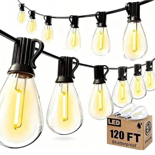 smareal 120FT Outdoor String Lights, LED Patio Lights with 30+2 Shatterproof S11 Edison Bulbs,Ultra Long Waterproof Hanging Lights for Backyard Deck Porch Party Decor Commercial Use 2700K - Image 1