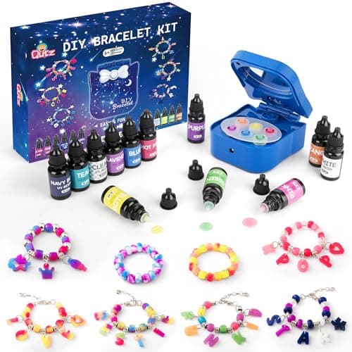 QuTZ Bracelet Making Kit, Making Your Own Beads and Charms with the UV Resins and Curing Station, Design Your Own Kpop & Friendship Bracelets, Jewelry Making Kit for Girls 6+ (12 Glue Set) - Image 1