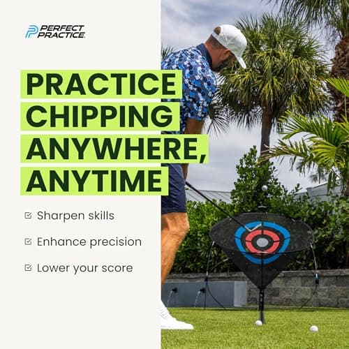 Perfect Practice Chip Shot: The Ultimate Golf Chipping Net & Chipping Mat System. Portable Indoor Training Aid with Automatic Ball Return. Master Your Short Game - Thumbnail 2