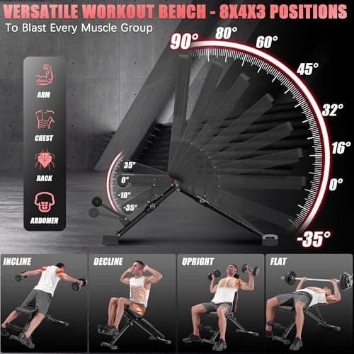 OPPSDECOR Adjustable Weight Bench, Easy Assembly Fast Folding Workout Bench, Space Saving Weight Benches Incline Decline Flat Utility Bench Press Bench for Home Gym Strength Training - Thumbnail 3