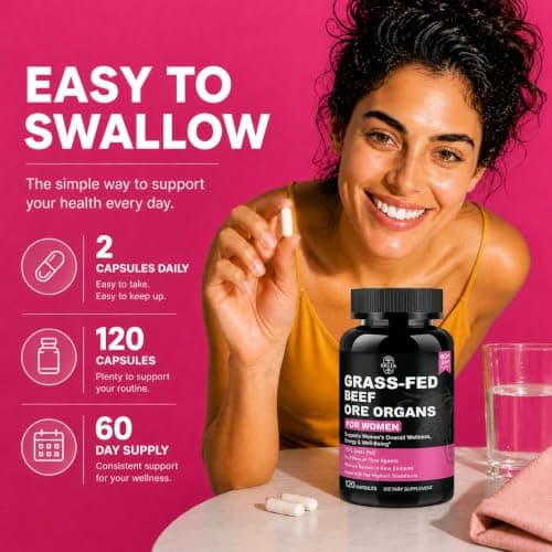 SKLIA Beef Organ Supplement for Women - Beef Liver, Kidney, Heart, Uterus Tissue, Ovary | Supports Women's Overall Energy and Wellness | Grass Fed, Pasture Raised in New Zealand, 120ct,1P - Thumbnail 5