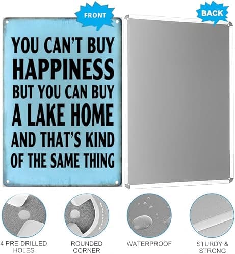 Carastora Vintage Lake Home Wall Sign – Metal Lake House Decor for Cabin, Porch, or Outdoor Retreat – Gift for Lake Lovers, 12x8 Inch - Thumbnail 5