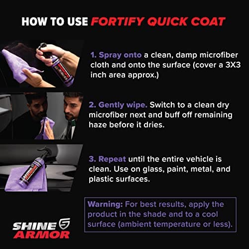 Car Wax Spray and Ceramic Coating for Cars - 3 in 1 Waterless Car Wash and Detailing - Quick Effect Coating Agent for Car - High Gloss Car Coating Spray, Shiny Car Stuff by Shine Armor - 8FlOz - Thumbnail 4