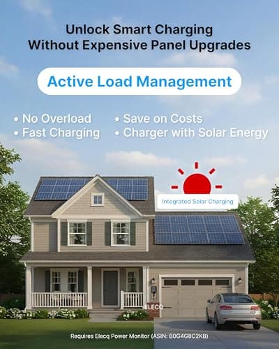 ELECQ Home EV Charger Level 2, Active Load Management, Solar Charging Modes, OCPP Compatible & Future-Proof, 50A Hardwired EVSE with J1772 Connector - Thumbnail 2