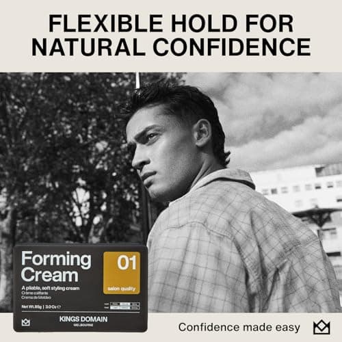Kings Domain Melbourne Forming Cream | Hair Paste for Men | Medium Hold Natural Finish | Anti-Frizz Definition & Natural Shine - Thumbnail 2
