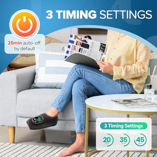 Cordless Foot and Ankle Massager for Pain Relief, FSA Eligible HSA,Rechargeable Foot Massager for Neuropathy Ankle Heating Pad Wrap with Massage for Circulation, 6Heat &3Vibration Levels&Timer (Black) - Thumbnail 4