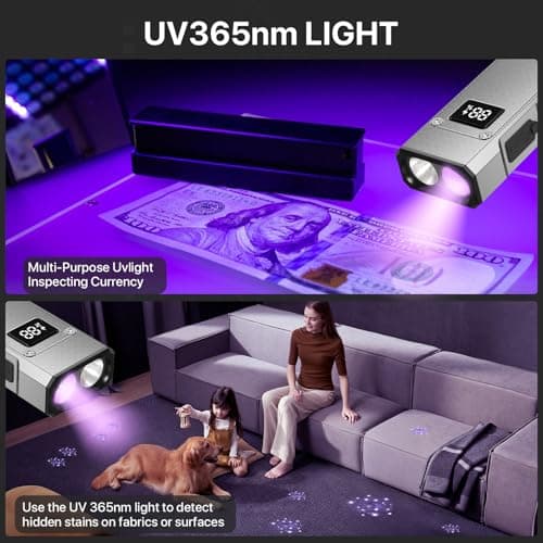 Glavoya EDC Flashlight Rechargeable,1200 Lumens Ultra Bright Flat Flashlight with 9 Modes, Portable Pocket Flash Lights with UV Light,Magnetic Flash Light for Working - Thumbnail 6