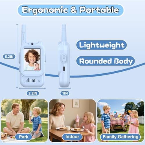 Walkie Talkies for Kids Pack of 2, Rechargeable Long Range Two Way Radios Toys for Boys Girls Age 3-5, Outdoor Adventure Camping Hiking, Birthday with Pink Blue Design - Thumbnail 5