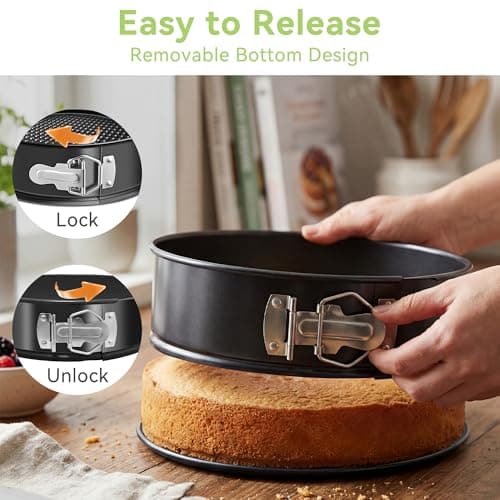 USLAI Springform Pan, 6 Inch Nonstick Cheesecake Pan with Removable Bottom, Easy to Clean, Ideal for Baking Cakes, Pies and Quiches - Thumbnail 3