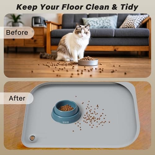 Dog & Cat Mat for Food and Water - Nityers Dog Food Mat for Floors Waterproof with Pocket, High Raised Edges, Thicker BPA Free Silicone, Pet Feeding mat for Bowl, Automatic pet Feeder, Water Fountain - Thumbnail 2