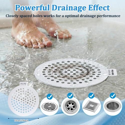 Shower Drain Hair Catcher, 38 Pack Disposable Mesh Drain Covers Strainers, Stop Hair Clog Stickers-Easy Peel Remove, Waterproof Hair Trap Collector Drain Accessories for Bathroom tub, Sink, Bathtub - Thumbnail 2