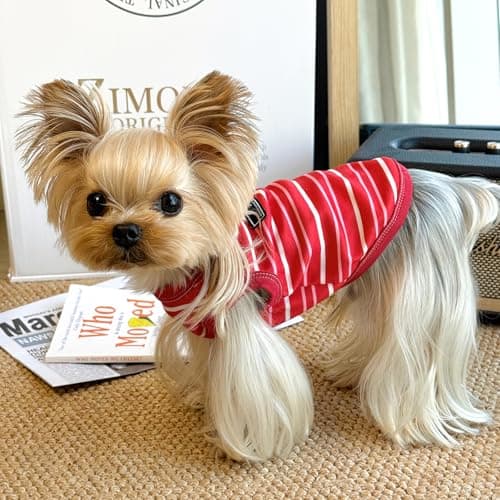 Jialinifery Soft Striped Dog Shirt, Cozy Warm pet Vest for Small Medium Dogs, Classic Puppy cat Clothes for Indoor Outdoor Outfits - Thumbnail 5