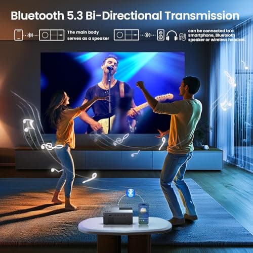 Projector with WiFi and Bluetooth - [High Brightness/Electric Focus]Outdoor Movie Projector ,Portable Smart Home Projector 1080P 4K Supported for Movie Night/Home Theater/Bedroom Gift for Her/Him - Thumbnail 6