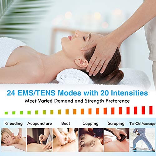 TEC.BEAN 24 Modes Tens Unit Muscle Stimulator, Rechargeable Tens Machine with 8 Electrode Pads (American Gel), Electric Pulse Massager for Pain Relief Therapy(Silver) - Thumbnail 3