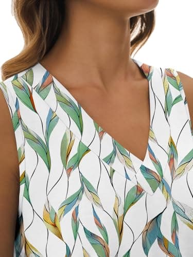 GKBK Tank Top for Women Cute Printed Summer Tops Womens T Shirts Flowy Spring Basic V Neck Sleeveless Tshirts Shirts Going Out Tops Leaf M - Thumbnail 6