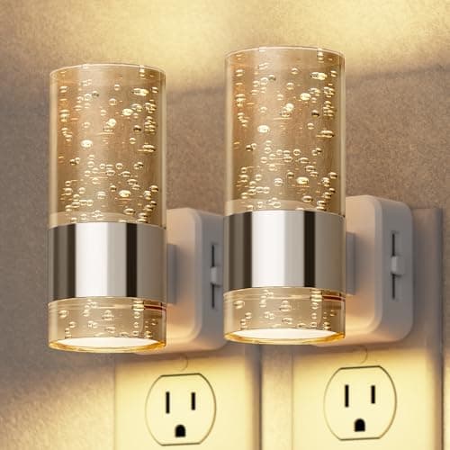 Briignite Night Light, 2 Pack Dimmable Night Lights Plug into Wall, Bubble Night Light with 0-100 LM Adjustable Brightness, Automatic Night Lights with Dusk to Dawn Sensor, for Bathroom Hallway - Image 1