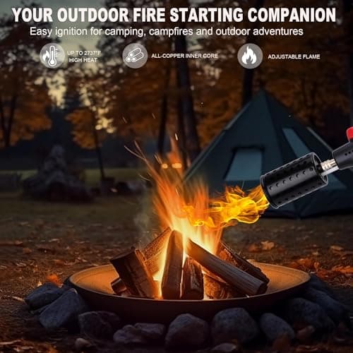 Seiyeje Powerful Propane Torch Gun, 3272°F Flame Thrower with Adjustable Flame & Safety Lock, One-Touch Ignition Kitchen Torch for BBQ, Searing Steak & Camping (Tank Not Included) - Thumbnail 4
