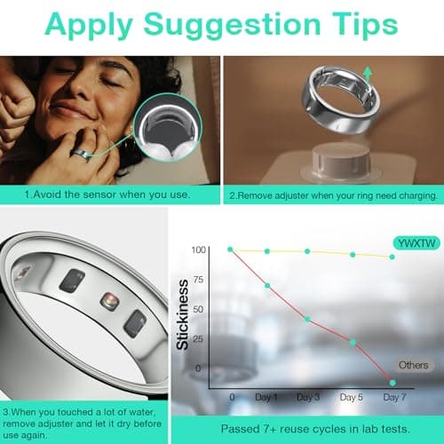 YWXTW [Invisible Grips for Oura Ring Size Adjuster, Waterproof Adhesive Guard Compatible with Samsung/Ultrahuman Ring, Thinner Sizers for Loose Rings, 8 Pack [Silver] - Thumbnail 5