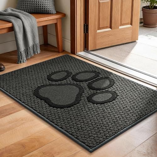 Bald Eagle Grip Dog Paw Door Mat Indoor Entrance 20''x32'', Washable Entryway Rug with TPR Backing, Absorbent Low Profile Doormat for Front Door, Hallway, Laundry Room, Dark Grey - Image 1