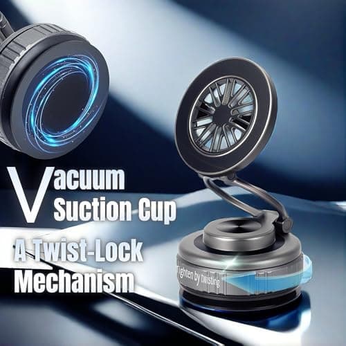 GEYUTHS Magnetic Vacuum Car Phone Holder 360° Adjustable Foldable - Thumbnail 3
