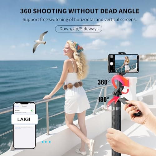 70" Tripod for Phone, Portable All in One Extendable Cell Phone Tripod Stand, Tall Travel Tripods for Recording Video Selfies Photo, with Wireless Remote Control for iPhone、Samsung、Android - Thumbnail 4