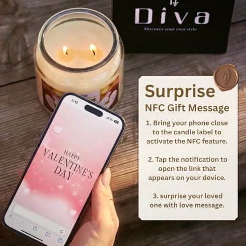 DV DIVA Apple Cinnamon Scented Soy Wax Candle Gift 14oz Anniversary, Valentine & Birthday Gift Luxury Large Candle with Hidden NFC Love Message Soft Fragrance for Home Decor & Relaxing Ambiance - Thumbnail 6