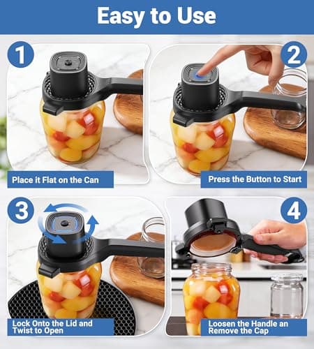 Electric Jar Opener for Seniors with Power-Clamp Technology, 2-in-1 Patent Automatic Jar & Bottle Opener Rechargeable 800mAh Hands-Free Opener with Bonus Anti-Slip Gripper Pad for Beer, Dressing, Jar - Thumbnail 5