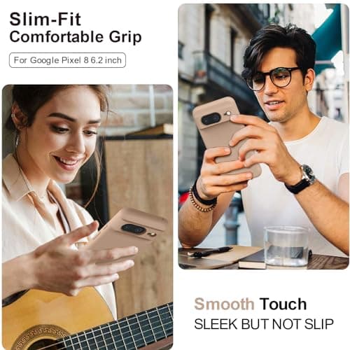 TISOOG Compatible with Google Pixel 8 Case, [Upgrade Defender Liquid Silicone] [Soft Microfiber Lining],Shockproof Slim Thin Protective Phone Case for Google Pixel 8 6.2 inch- Light Brown - Thumbnail 2