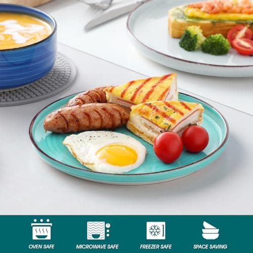 vancasso Bonita Blue Dinnerware Sets, Plates and Bowls Set for 4, 12 Pieces Stoneware Dinnerware Set, Dishwasher and Microwave Safe - Thumbnail 4