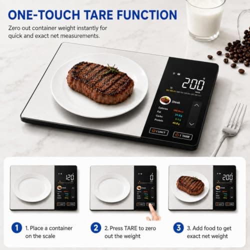 WARMKEY Smart Nutrition Food Scale with TFT Display & App for Daily Reports,Tracks Calories/Fat/Carbs/Protein,1g Precision, 5kg/11lb,50 Built-in Foods 24 Nutrients,Digital Kitchen Scale for Meal Prep - Thumbnail 6