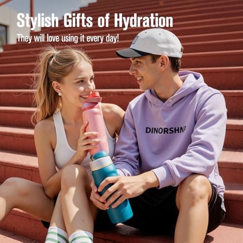 Coolflask MegaSip Insulated Water Bottle with Straw, Stainless Steel Water Bottles Leak-Proof, 24+ Hours Cold, BPA-Free Dishwasher Safe, Water Flask for Sports Gym Work Office 32 oz, Blush Pink - Thumbnail 5
