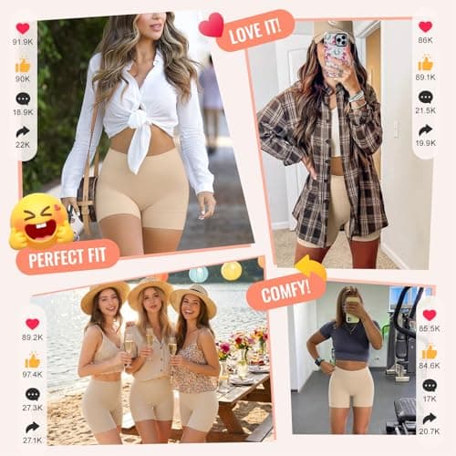 ForeverShaper Slip Shorts for Under Dresses Women, Seamless Anti Chafe Underwear Shapewear Thigh Cooling Biker Short Panties - Thumbnail 6
