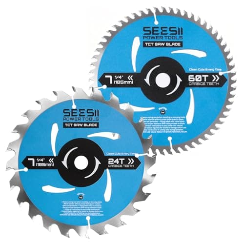 Seesii 7-1/4" Circular Saw Blade, 24T & 60T 2-Pack Combo, 5/8" Arbor, Carbide Tipped Teeth, Thin Kerf, Heavy Duty TCT Saw Blades for Wood Plywood MDF OSB Plastic Cutting, Fine & Ultra Finish - Image 1