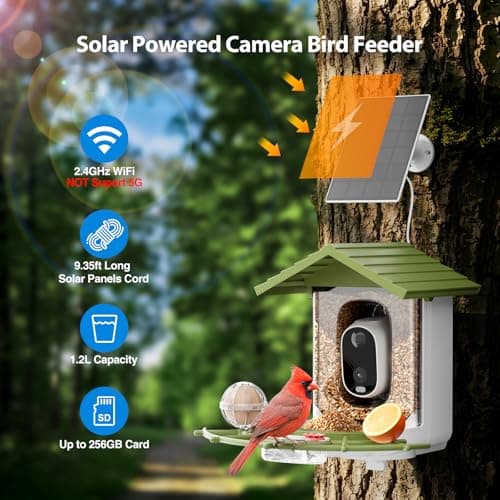 Onforu Smart Bird Feeder with Camera, 2.5K QHD Camera Birds Feeder Outdoor Solar Powered, AI Identification, Instant Notifications, 2.4GHz WiFi, 2-Way Audio & Night Vision, Gift for Bird Lovers - Thumbnail 5