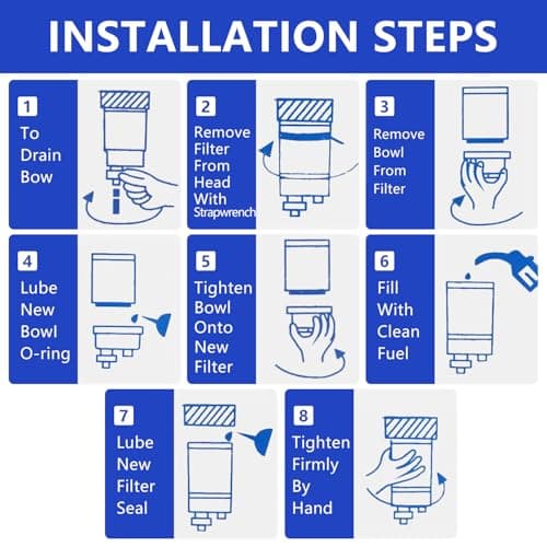 AUIVERED R12T Marine Fuel Water Separator Kit, 10 Micron Filter, Replace S3240 120AT, Fit 1/4 Inch NPT Outboard Motors for Gas & Diesel Engines Includes 2 fittings, 2 plugs - Thumbnail 5