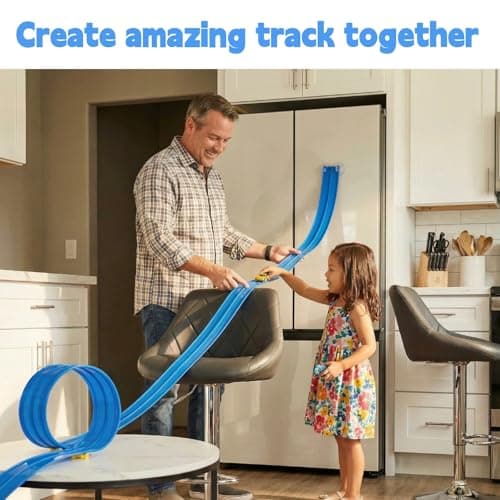 Flex Tracks 16.5 Ft for Kids Starter Set,Flexible Race Car Ramp Track with Strong Suction Cups Compatible with Hot Wheels & 1:64 Cars - Educational Toy Gift for Boys & Girls Ages 4-8, Blue - Thumbnail 2