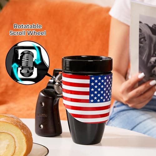 Pukomc Novelty Ceramic Coffee Mug, Birthday Gifts for Men and Women, fathers gifts, Coffee Mugs for Men (16OZ) (Black & Flag) - Thumbnail 5