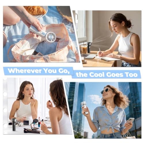 2026 Portable Handheld Turbo Fan with Ice Cooler, 5 Gear Strong Airflow, 3 IN 1 Mini Hand Fan for Hand, Desk & Travel, Up to 12Hrs, Battery Operated, Personal Fan for Outdoor, Makeup, Beach(Black) - Thumbnail 6