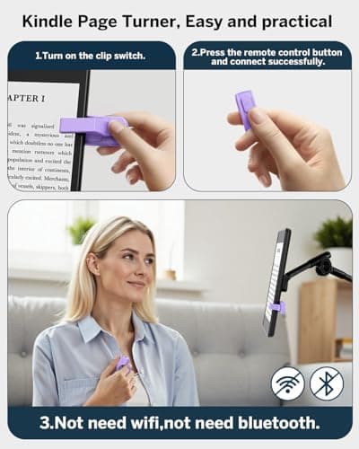 DATAFY [Case-Friendly] Remote Control Page Turner Ring for Kindle Paperwhite Oasis Scribe Kobo eReaders, Camera Camcorder Remote Controls, Page Turner Clicker for ipad iPhone Tablets with Storage Bag - Thumbnail 2