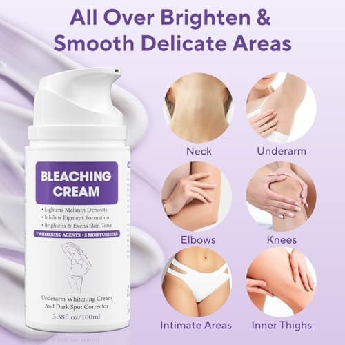 Skin Bleaching Cream, Dark Spot Remover for Face and Body, Hyperpigmentation Relief, Skin Lightening Cream with Vitamin C for Intimate Areas, Underarms, Knees, Elbows & Bikini Line, 3.38fl.oz - Thumbnail 3