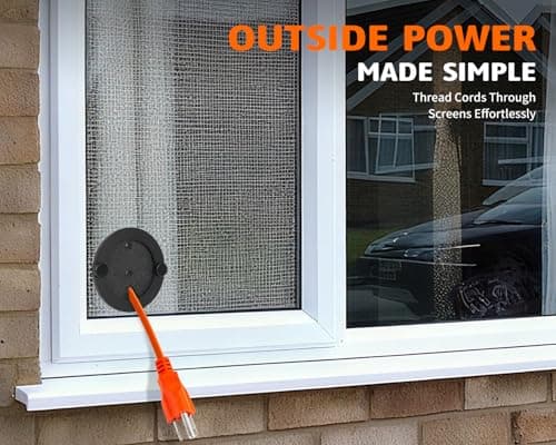 Window Screen Pass Through, Bring Inside Power Outside, for 1/10"-1/2" Cables or Hoses, Fits on Any Standard Window Screen, Dust Proof, for Rv, Pet Cameras, Various LED Lights - Thumbnail 2