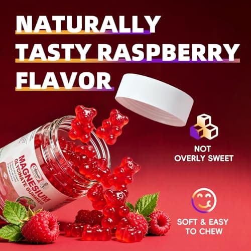 2pack Magnesium Glycinate Gummies 600mg for Sleep & Calm, Sugar Free Magnesium Gummies for Adults with Vitamin D3, Tart Cherry & Chamomile,Clump-Resistant Formula, Third-Party Tested, 120 Count - Thumbnail 6