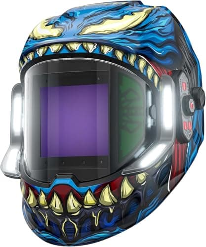 ANDELI Welding Helmet - 180° Panoramic 6 Arc Sensor True Color, Auto Darkening Welding Helmet with Light and Motion Sensing, 2100mAh Rechargeable Battery for TIG/MIG/Cut/Grind MONERDB-LED
