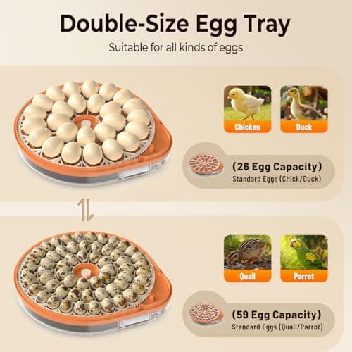 Incubators for Hatching Eggs with Smart Voice Assistant, 26 Eggs Incubator with Automatic Egg Turner and Humidity Control, LED Egg Candler, Incubation Days Display, for Chicken, Duck, Goose, Bird Eggs - Thumbnail 6