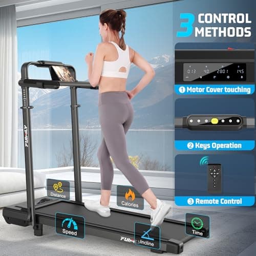 FUNMILY Upgrade Walking Pad Treadmill with 12% Incline & Handle Bar, 3.5HP Foldable Treadmills for Home Small, Under Desk Compact Walking Pad 400+lb Capacity, Shock Absorption - Thumbnail 6