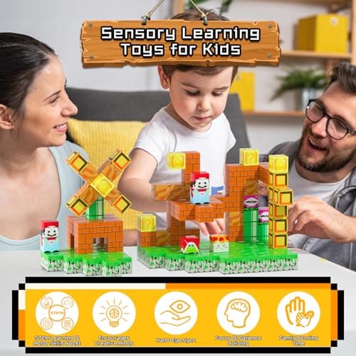 Magnetic Blocks - 120PCS Magnetic Building Blocks Toys,Toddler Montessori Game Creative Construction Toys for Boys Girls,Magnet Tiles Cubes STEM Sensory Toys Birthday Gift for Kids Ages 4 5 6 7 8 9 10 - Thumbnail 5