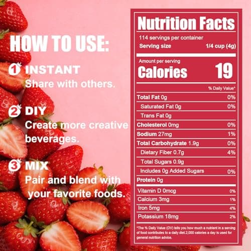16 oz Freeze Dried Strawberry Pieces - Resealable Bucket Dehydrated Strawberries - No Added Sugar Snack for Smoothies, Oatmeal, Yogurt, Baking, Dessert & Trail Mix - Thumbnail 2