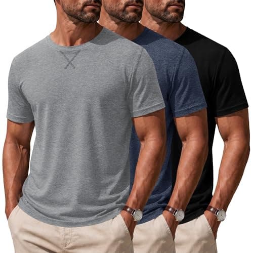 Men's 3-Pack Premium Short Sleeve Crew Neck T-Shirt, Soft Stretch Basic Tee, Moisture-Wicking Performance Base Layer for Men XL - Image 1